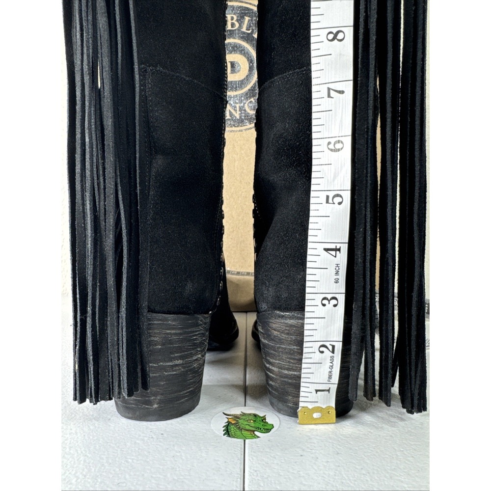 DOUBLE D RANCH Old Gringo Fringe Cowboy Boots Black Suede 8.5 Western Festival - Picture 13 of 16